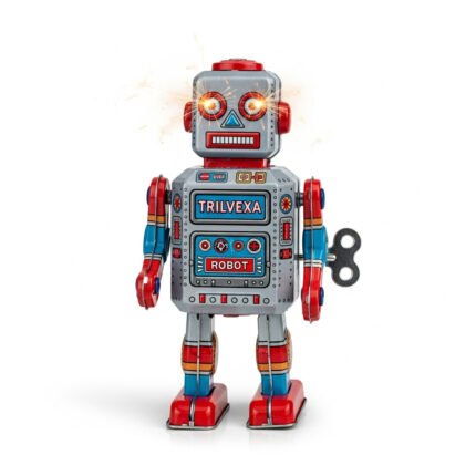 Trilvexa Classic Wind-Up Toy | Retro Tin Robot Collectible Sparking Fun
