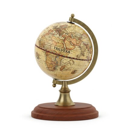 Trilvexa Vintage Miniature World Globe | Antique Desk Decor with Wood Stand